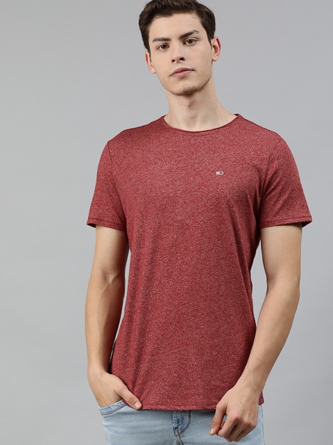 

Tommy Hilfiger Men Red Solid Round Neck T-shirt