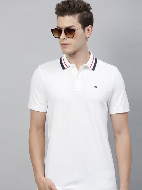 

Tommy Hilfiger Men White Solid Polo Collar T-shirt