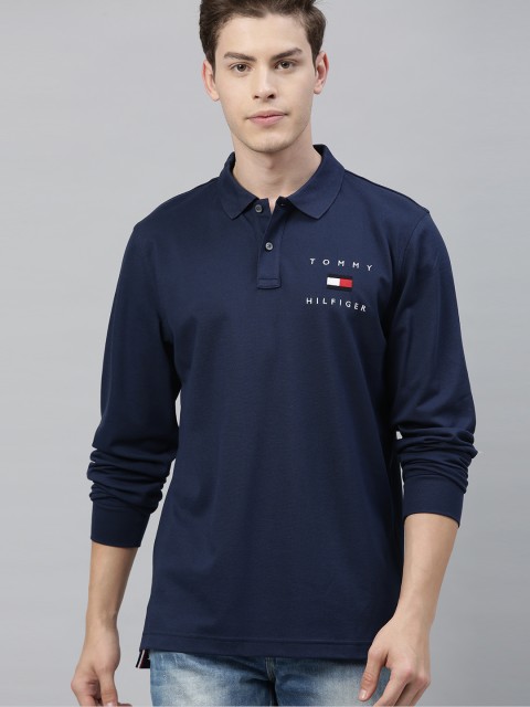 

Tommy Hilfiger Men Navy Blue Solid Polo Collar T-shirt