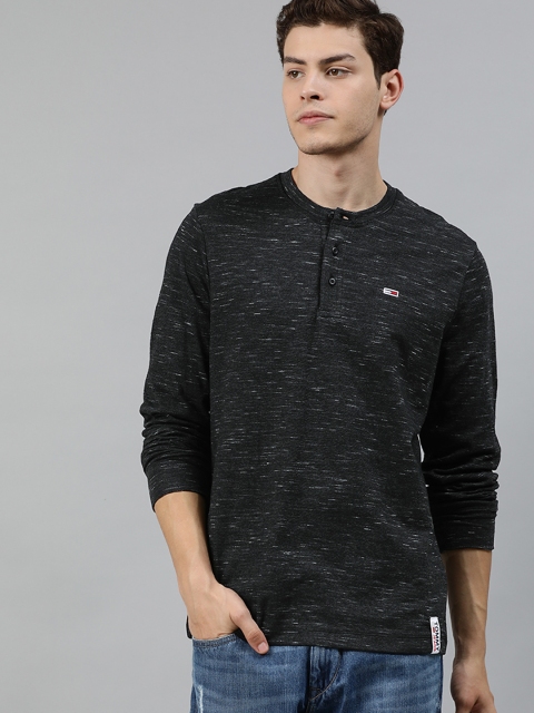 

Tommy Hilfiger Men Black Solid Henley Neck T-shirt