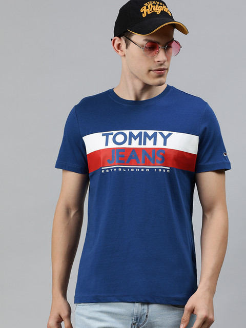 

Tommy Hilfiger Men Blue Printed Round Neck T-shirt