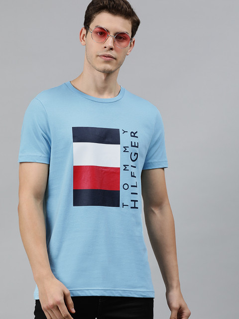 

Tommy Hilfiger Men Blue Printed Round Neck Organic Cotton T-shirt