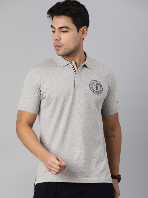 

Tommy Hilfiger Men Grey Solid Polo Collar T-shirt