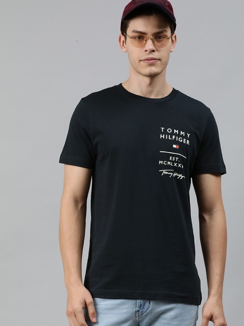 

Tommy Hilfiger Men Navy Blue Printed Round Neck T-shirt