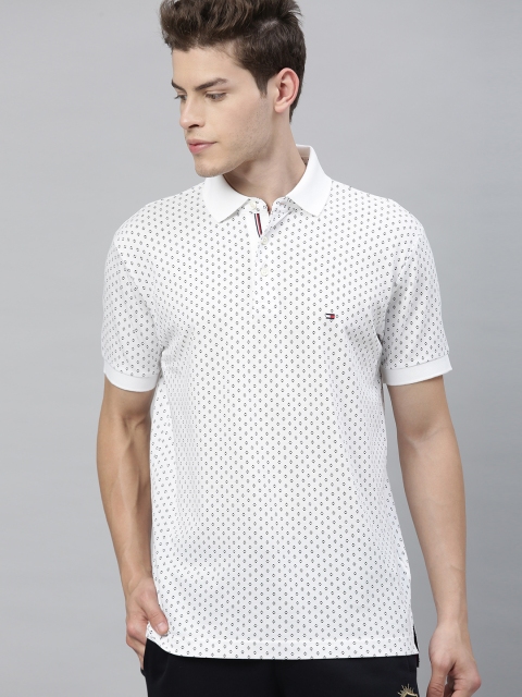 

Tommy Hilfiger Men White Printed Polo Collar T-shirt