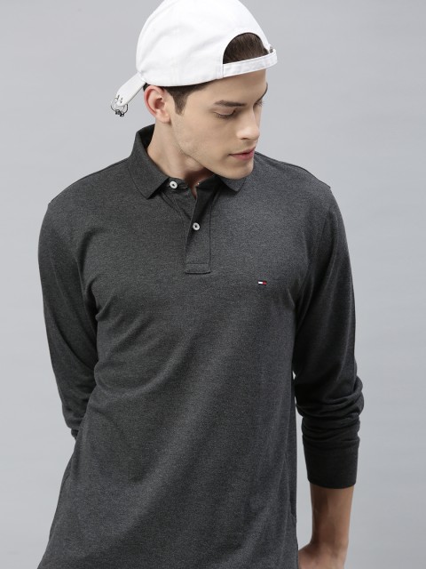 

Tommy Hilfiger Men Grey Solid Polo Collar T-shirt