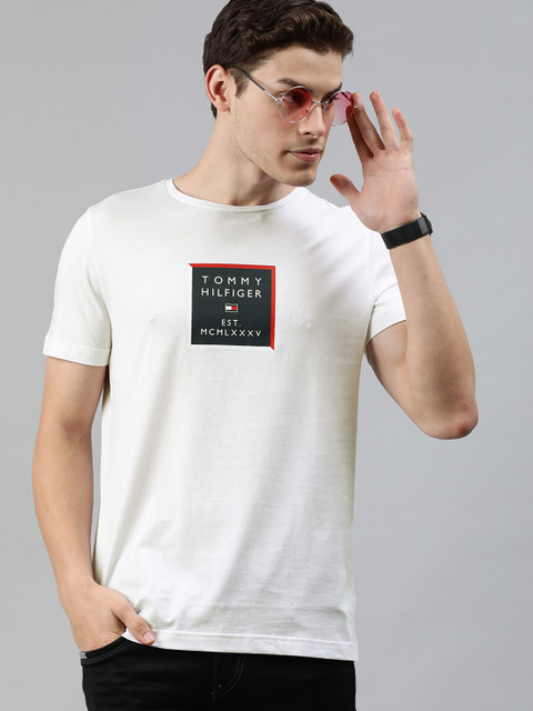 

Tommy Hilfiger Men White Printed Round Neck T-shirt
