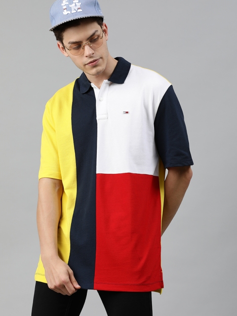 

Tommy Hilfiger Men White & Red Colourblocked Polo Collar T-shirt