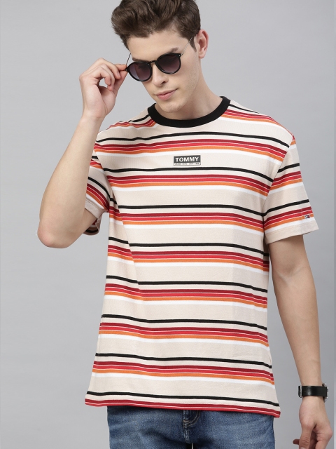 

Tommy Hilfiger Men Multicoloured Striped Round Neck T-shirt, Multi