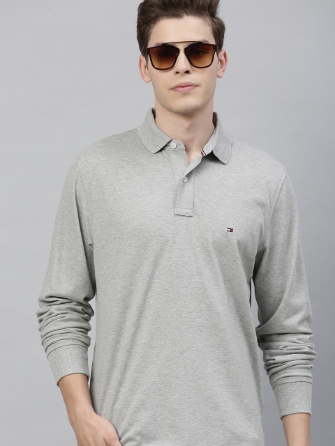 

Tommy Hilfiger Men Grey Solid Polo Collar T-shirt