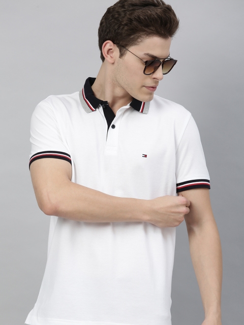 

Tommy Hilfiger Men White Solid Polo Collar T-shirt