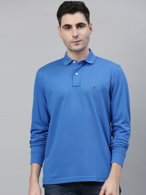 

Tommy Hilfiger Men Blue Solid Polo Collar T-shirt