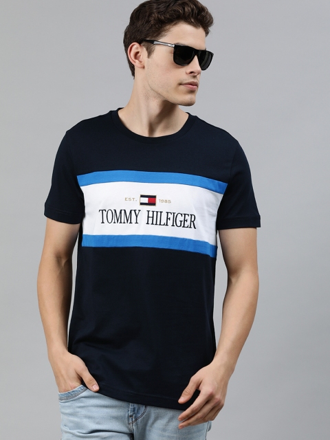 

Tommy Hilfiger Men Navy Blue Colourblocked Round Neck T-shirt