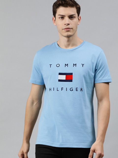 

Tommy Hilfiger Men Blue Self Design Round Neck T-shirt