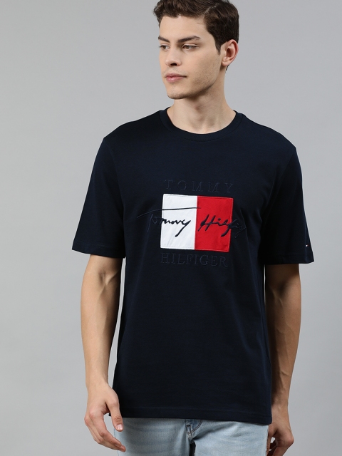 

Tommy Hilfiger Men Navy Blue Printed Round Neck T-shirt