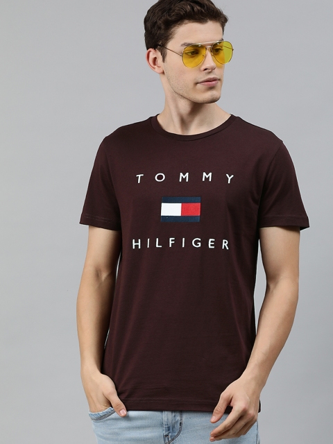 

Tommy Hilfiger Men Maroon Printed Round Neck T-shirt