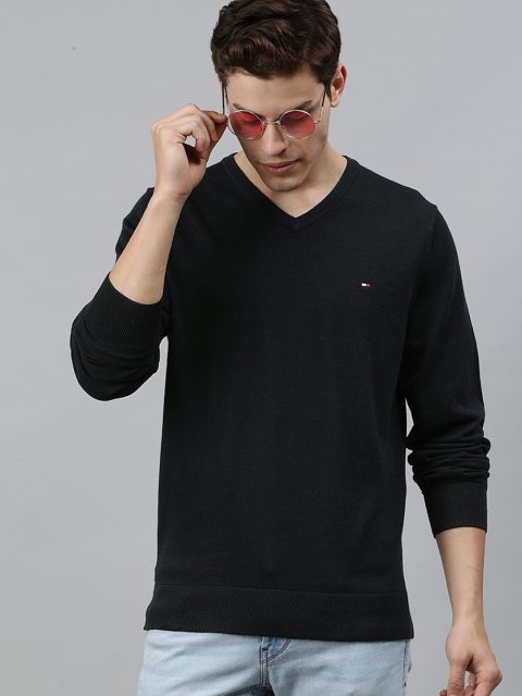 

Tommy Hilfiger Men Navy Blue Solid Pullover Sweater