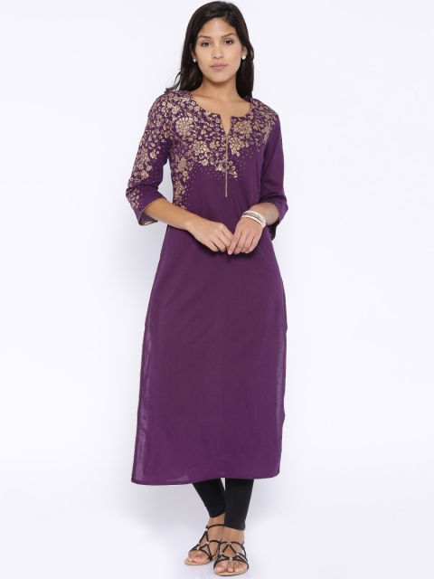 

Vishudh Purple Floral Print Kurta