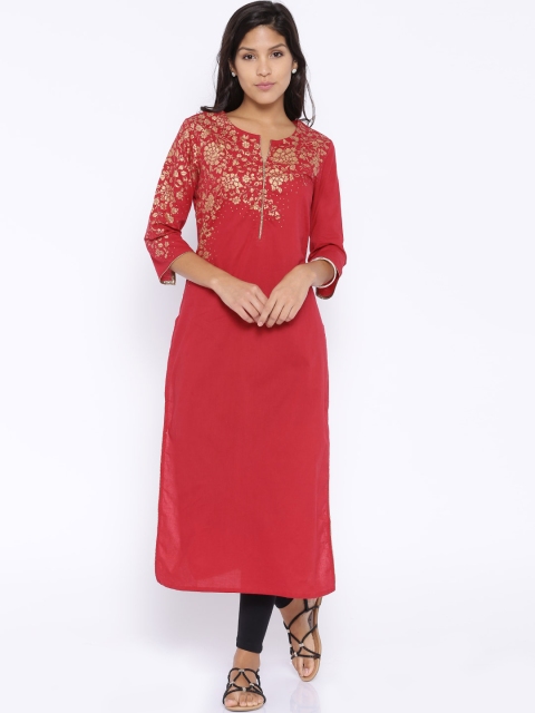 

Vishudh Red Floral Print Kurta