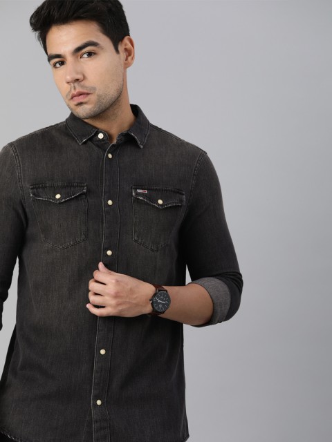 

Tommy Hilfiger Men Black Regular Fit Faded Casual Shirt