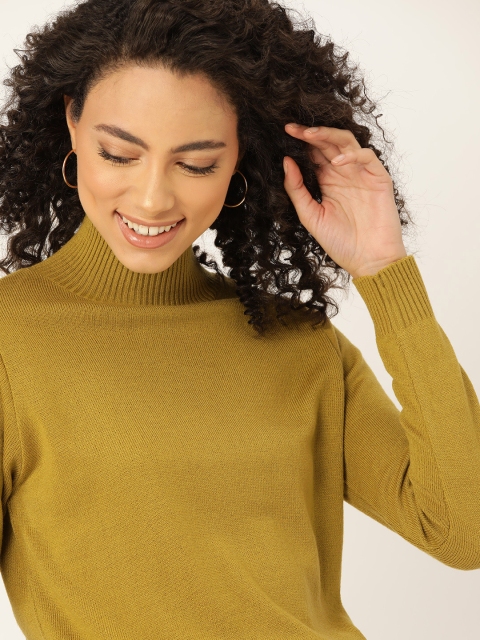 

DressBerry Women Olive Green Solid Pullover Sweater