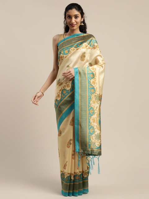 

Rajnandini Beige & Blue Art Silk Printed Saree