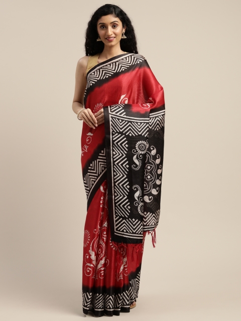 

Rajnandini Red & White Silk Cotton Ethnic Printed Saree
