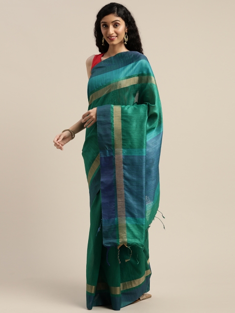 

Rajnandini Teal Green Solid Silk Cotton Saree
