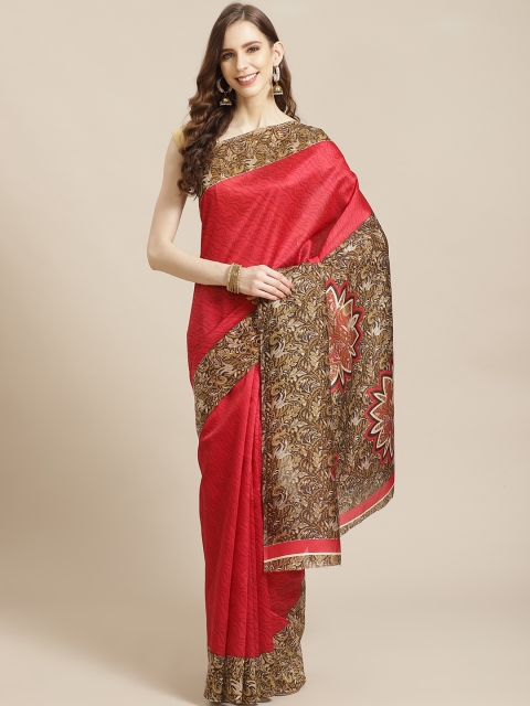 

KALINI Maroon & Brown Kalamkari Print Saree