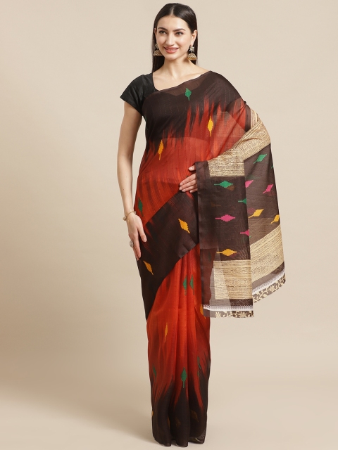 

KALINI Red & Black Printed Mysore Silk Saree