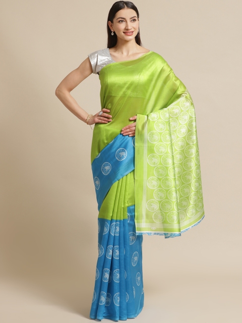 

KALINI Green & Blue Printed Saree