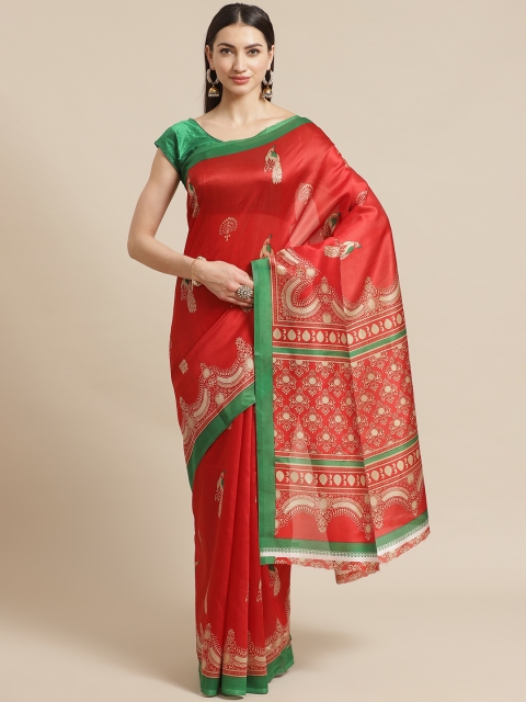 

KALINI Red & Beige Kalamkari Print Saree