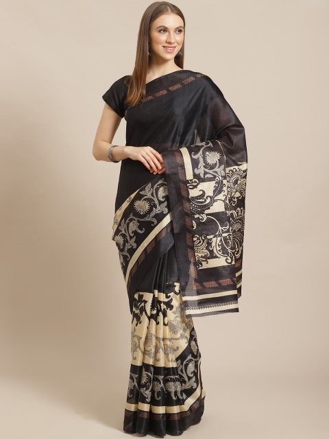 

KALINI Black & Beige Printed Saree