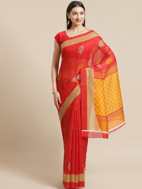 

KALINI Red & Yellow Printed Saree