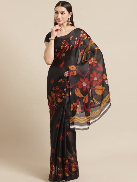

KALINI Black & Red Printed Mysore Silk Saree