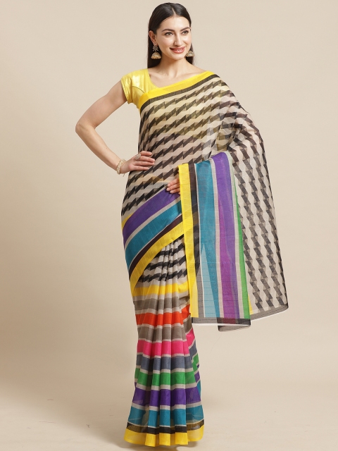 

KALINI Multicoloured Striped Mysore Silk Saree, Multi