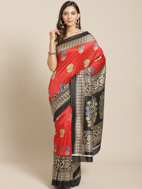 

KALINI Red & Beige Printed Kanjeevaram Saree