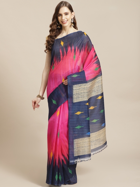 

KALINI Pink & Blue Printed Mysore Silk Saree