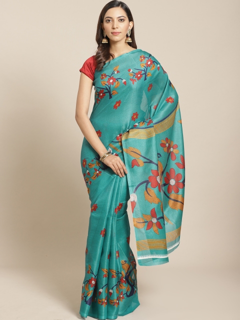 

KALINI Blue & Red Printed Mysore Silk Saree