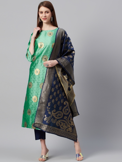 

KSUT Green & Navy Blue Woven Design Unstitched Dress Material