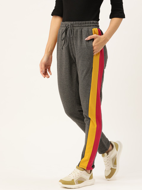 

DressBerry Women Blue Solid Side Taping Track Pants, Charcoal