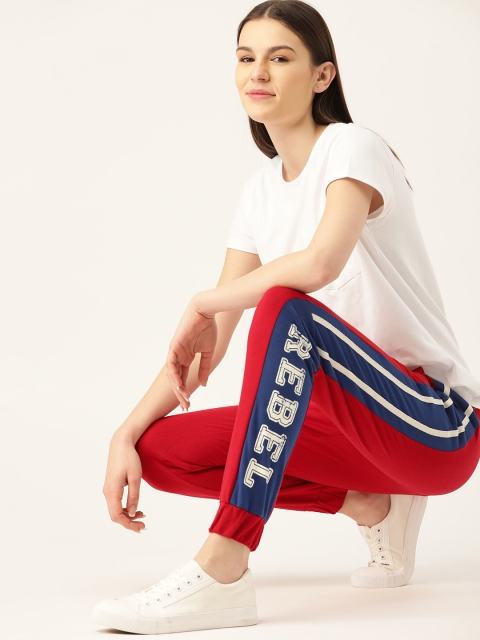 

DressBerry Women Red & Blue Printed Detail Joggers