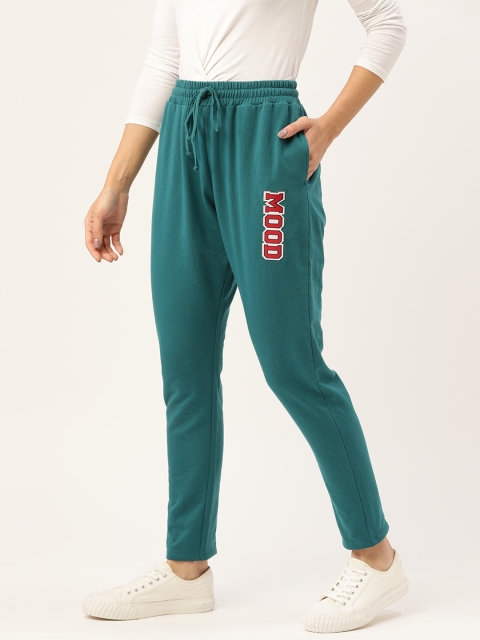 

DressBerry Women Teal Green Solid Track Pants