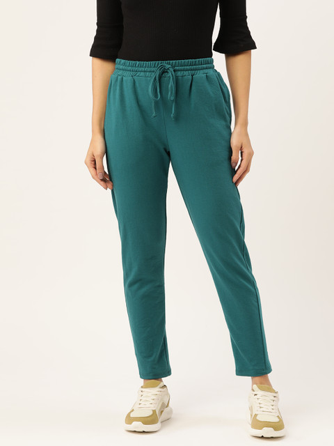 

DressBerry Women Teal Green Solid Track Pants