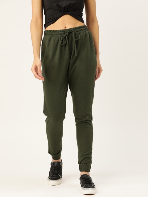 

DressBerry Women Olive Green Solid Joggers