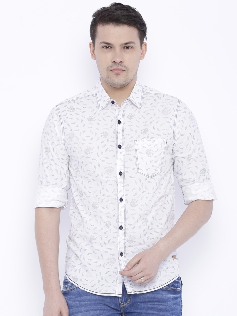 

SPYKAR White Printed Casual Shirt