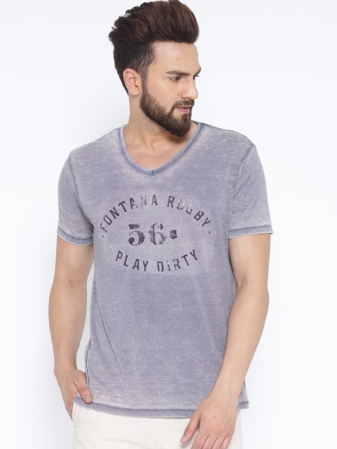 

SPYKAR Grey Washed Printed T-shirt