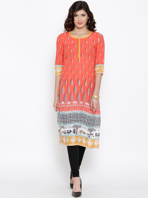 

Aurelia Orange Printed Kurta