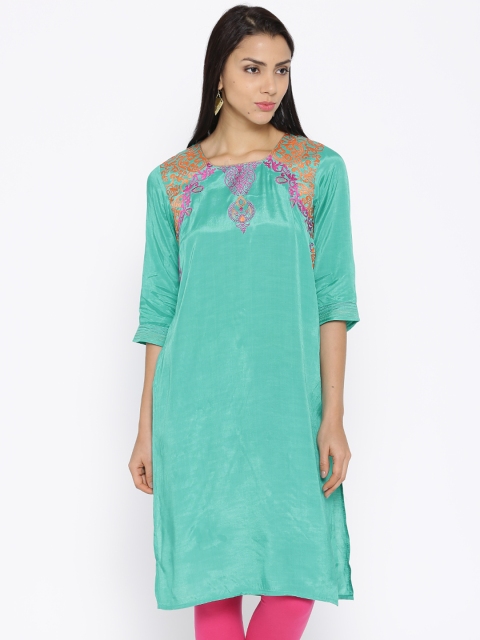 

Aurelia Sea Green Embroidered Kurta