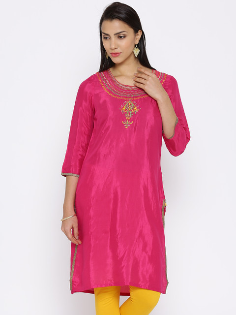 

Aurelia Pink Embroidered Kurta